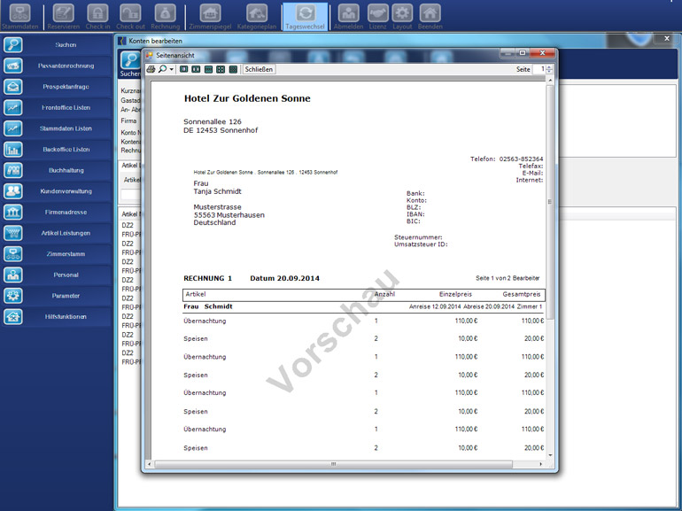 Rechnungsvorschau